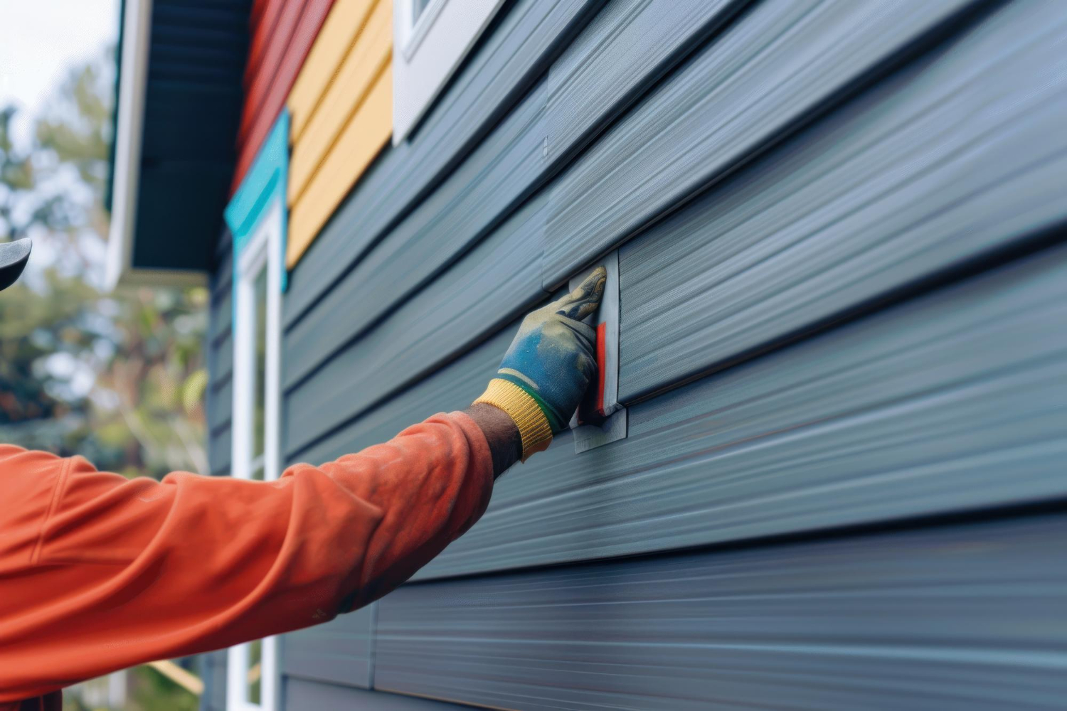 Profissional prepara área para pintura de portão de garagem Profissional prepara área para pintura de portão de garagem