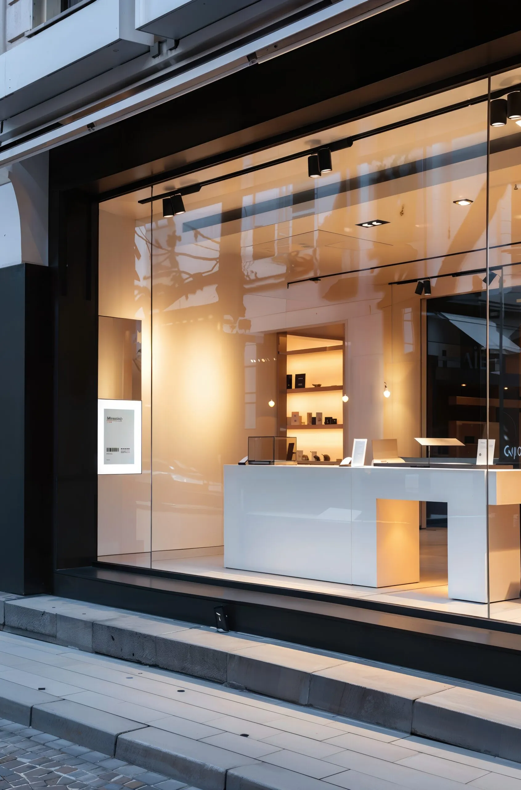 Glass Store Front With White Counter Window That Says Name Company Scaled Resultado